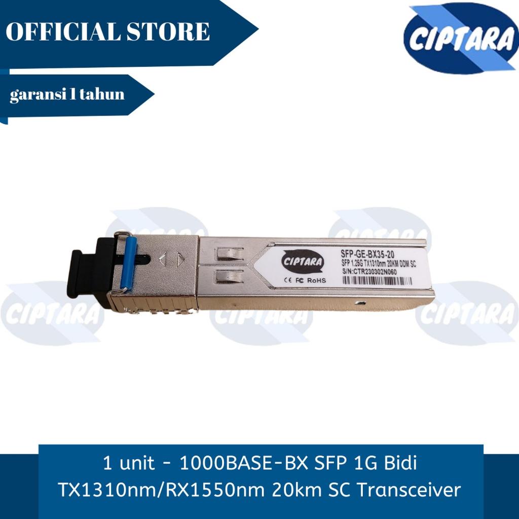 1000BASE-BX SFP 1G Bidi TX1310nm/RX1550nm 20km SC Transceiver