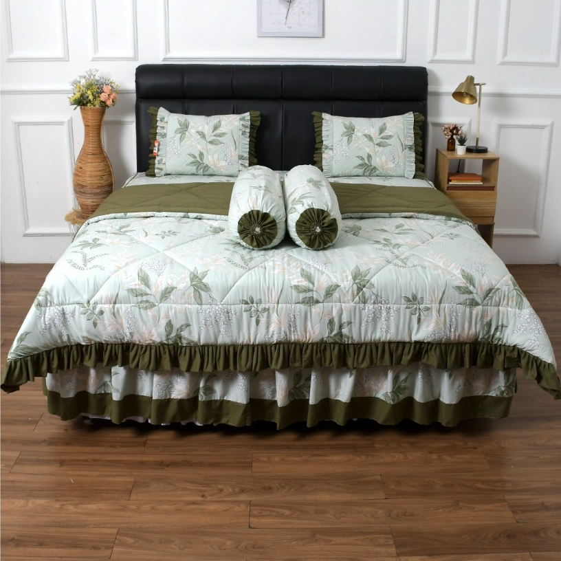 Soraya Bedsheet Set Bedcover Rimple CVC Motif Bunga Uk 180x200x30cm