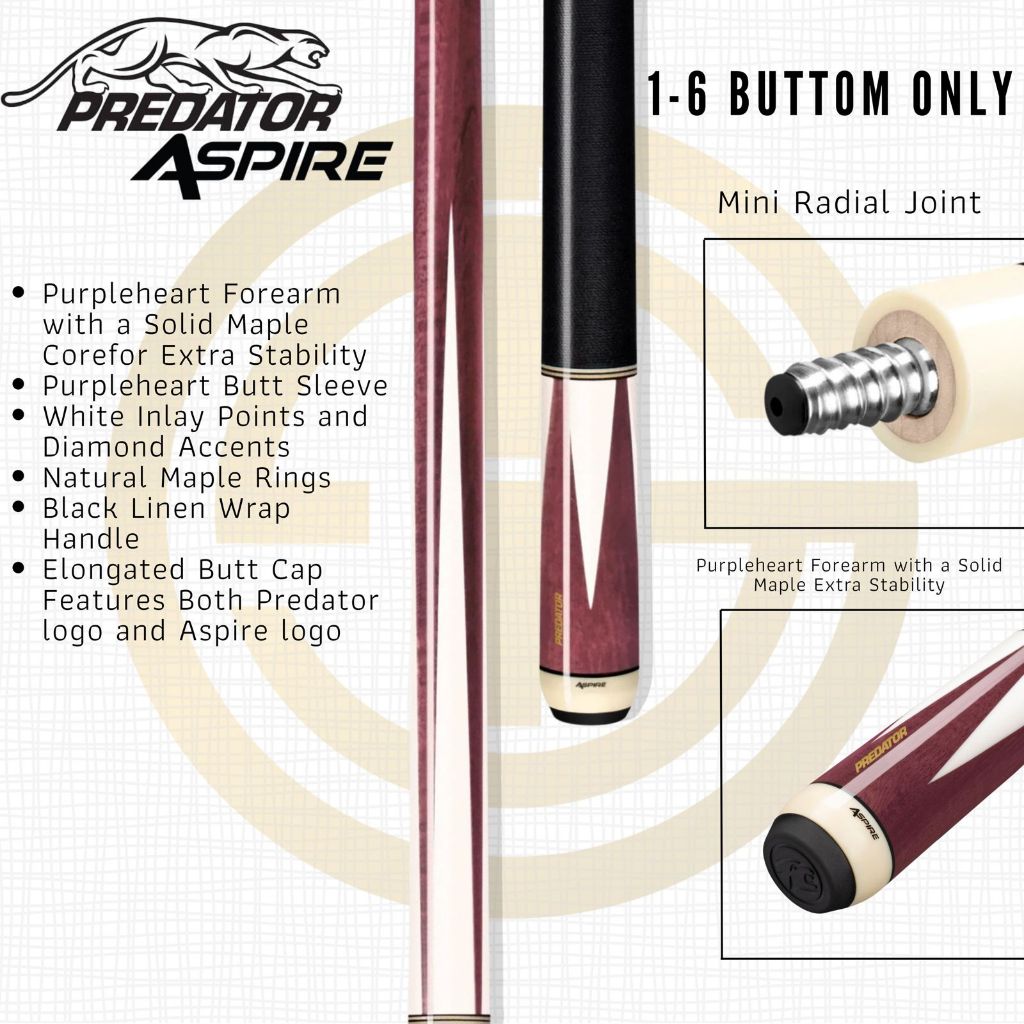 Predator Aspire 1-6, Butt Only Mini Radial Purple Heart x Juma Inlay