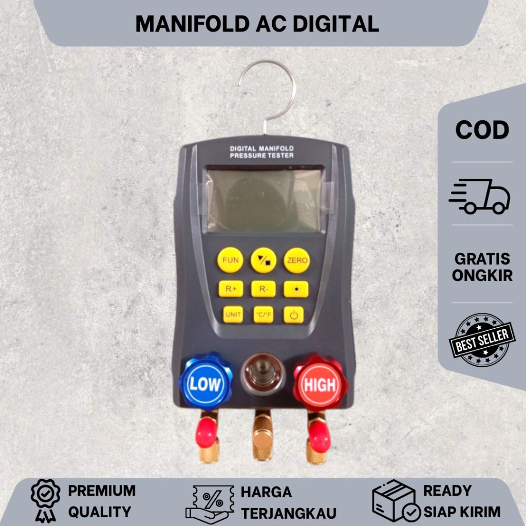 MANIFOLD DIGITAL AC AUTOOL LM120 REFRIGERATION MANIFOLD DIGITAL HVAC GUGE CAR AC KUALITAS TERBAIK (M
