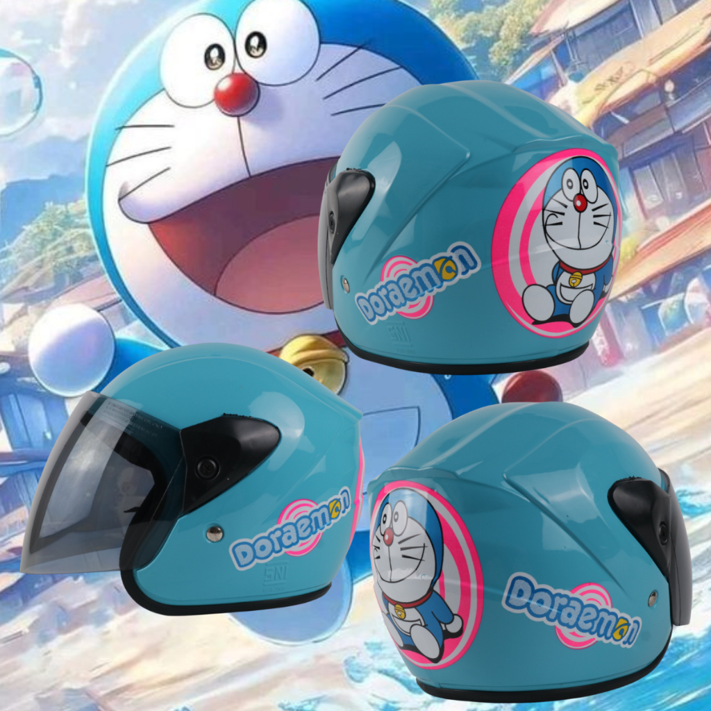 Helm Anak Cewek Cowok Balita Usia 2 3 4 5 Tahun SNI Motif Doraemon