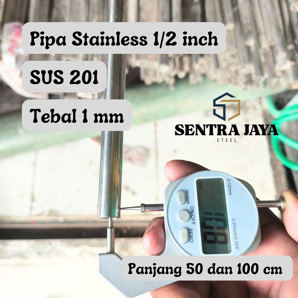Pipa Stainless 1/2 inch SUS 201 tebal 1 mm