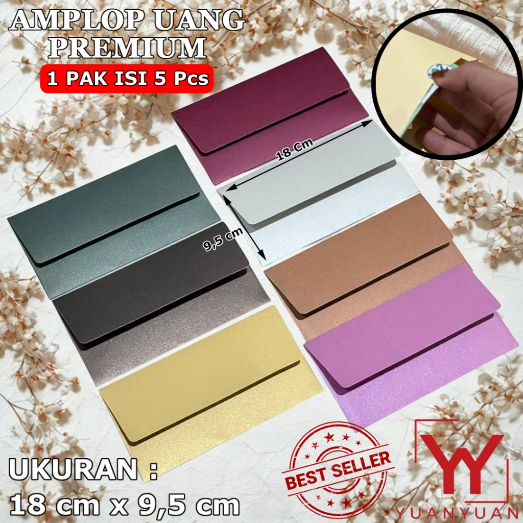 [ ISI 5 PCS ] Amplop Uang Vintage Amplop Luxury Amplop Berwarna JASMINE FANCY MERAH MUDA BIRU KUNING