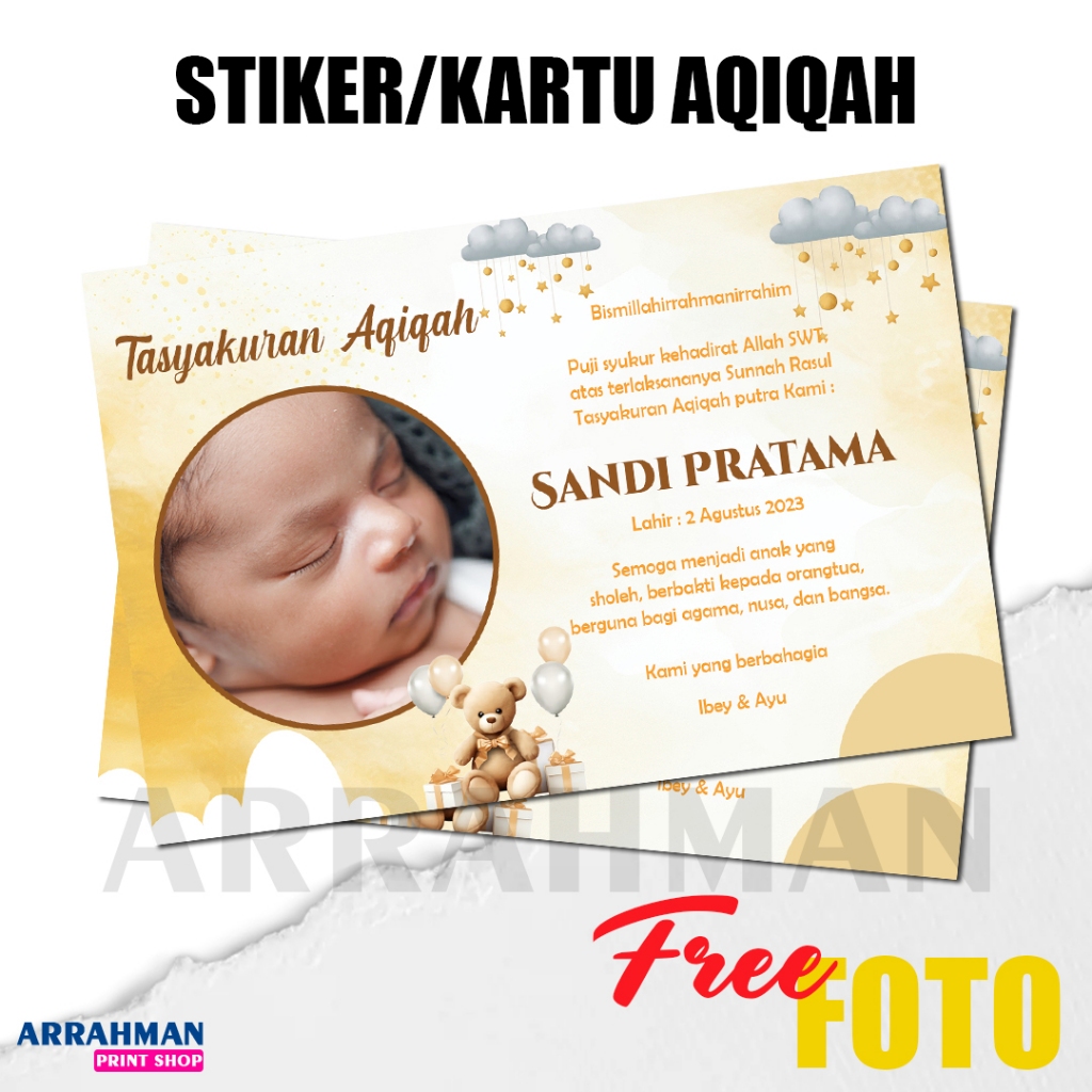 50 Lembar Stiker Tasyakuran Aqiqah Anak Ukuran Besar Murah Tempel Box Nasi Tinggal Tempel / Sticker 