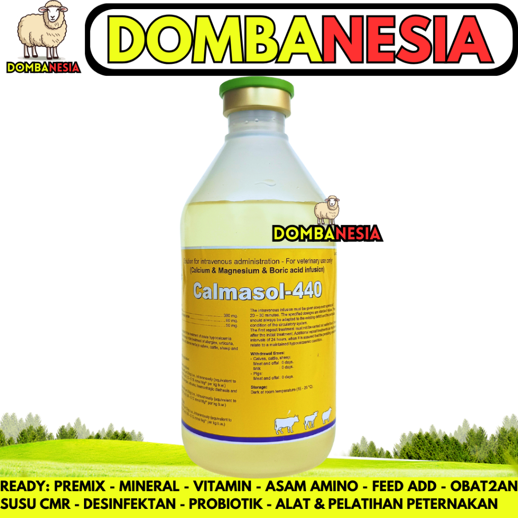CALMASOL-440 isi 500ML - Kalsium Infus Hewan Ternak Sapi Pedet Kambing Domba Babi Lik Calcidex Plus