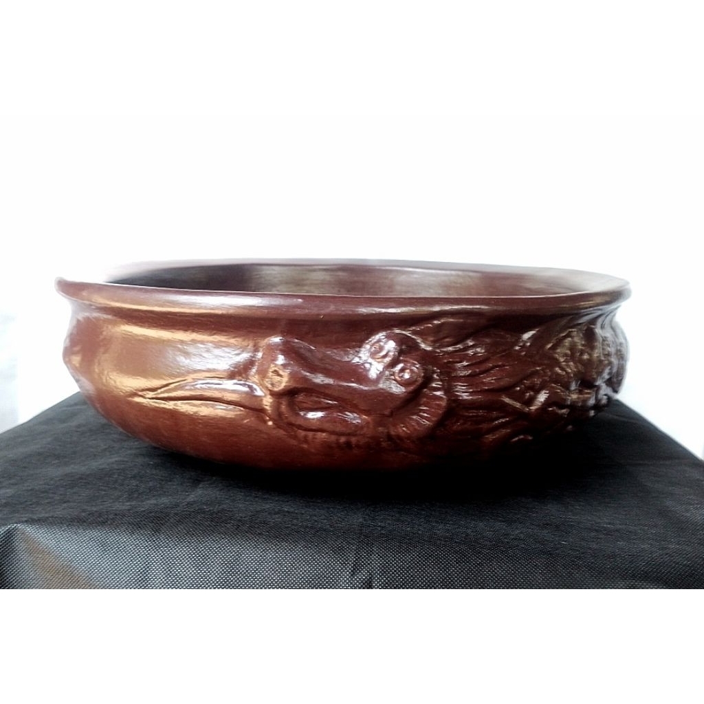 Pot Bonsai Semen bulat relief naga [khusus instant]