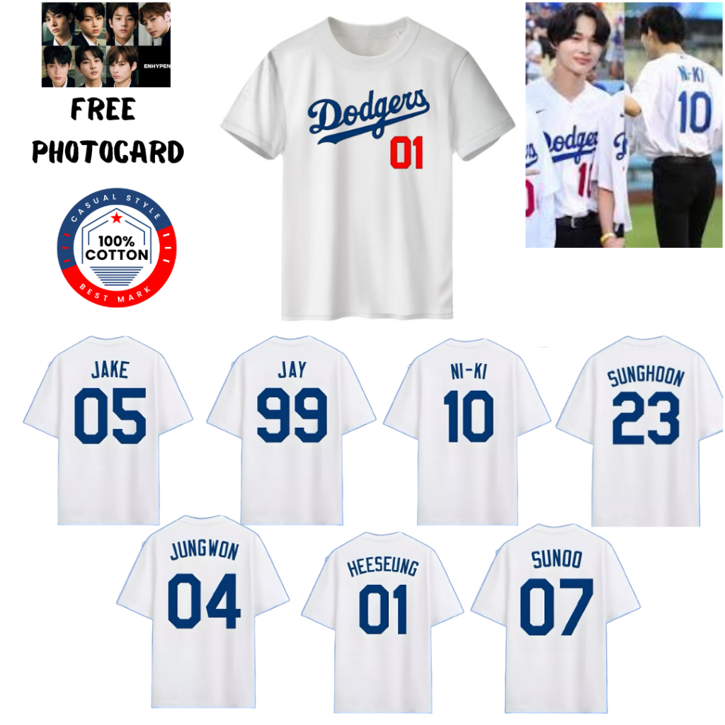 Kaos Oblong Kpop Baseball Dgrs Korea Jungwon Heeseung Jay Jake Niki Sunoo Sunghoon Cotton Combed enh