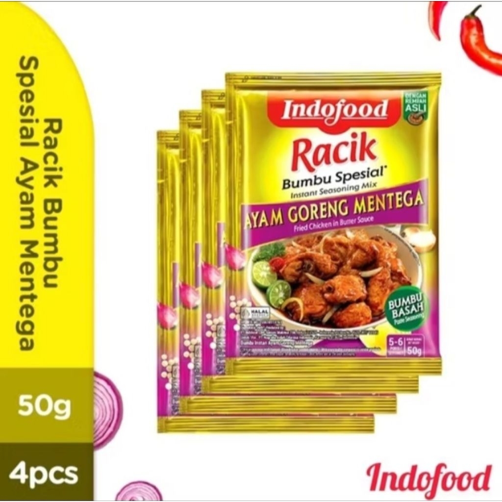 Indofood Bumbu Racik Ayam goreng mentega 50g X4pcs