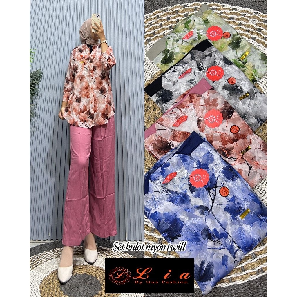 SETELAN/ONESET RAYON KOMBINASI TWILL MOTIF ABSTRAK Lia Fashion