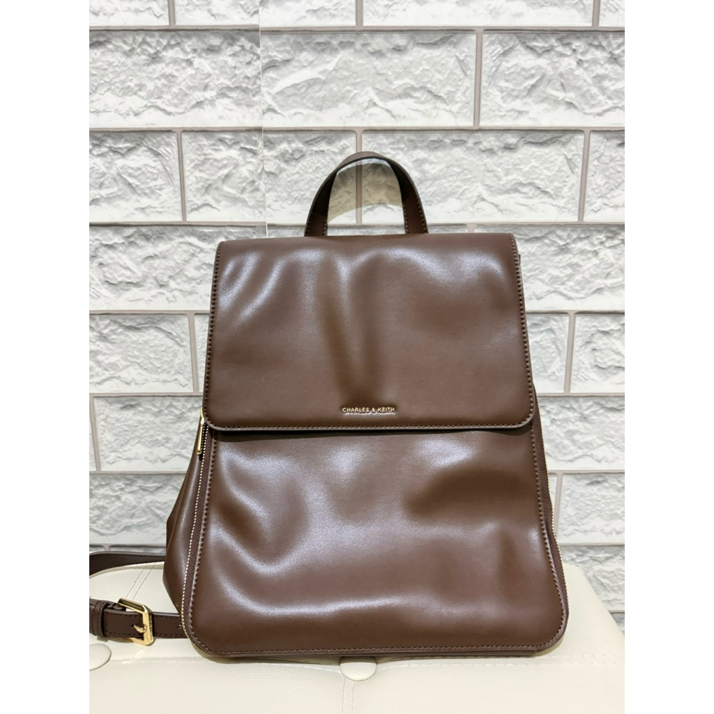 (PRELOVED) Charles & Keith | Octavia Front Flap Structured Backpack