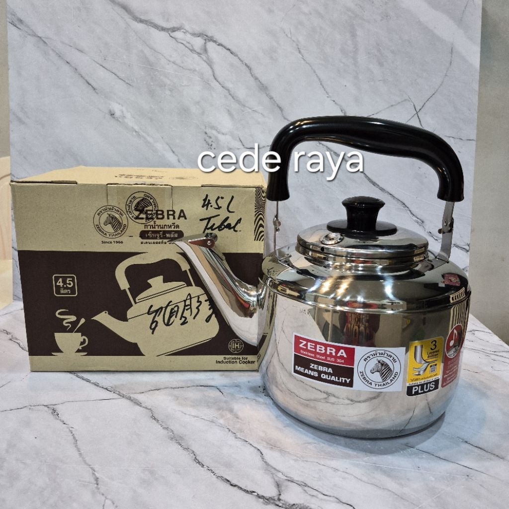 ceret / teko masak bunyi zebra stainless sus304 century plus 4.5 ltr