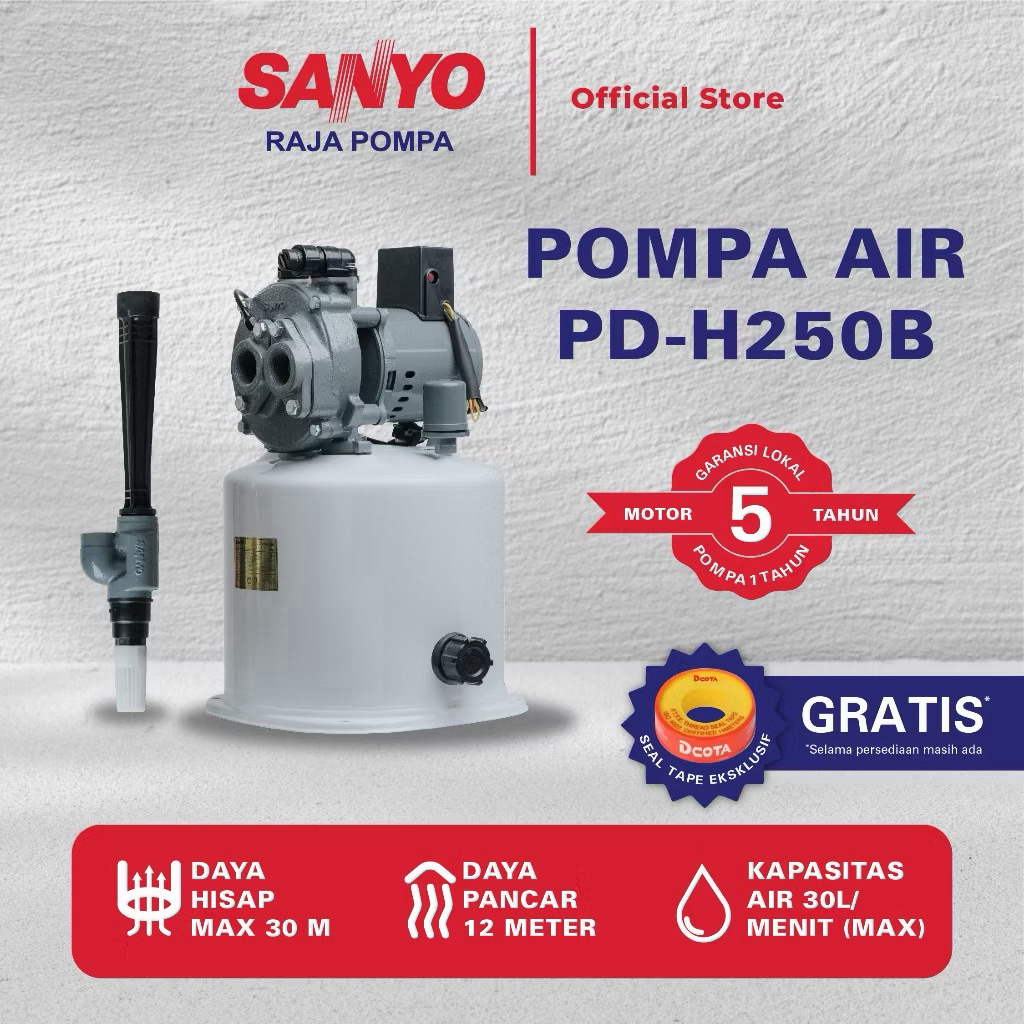 POMPA AIR SUMUR DALAM OTOMATIS SANYO PD-H 250 B EXTRA STRONG