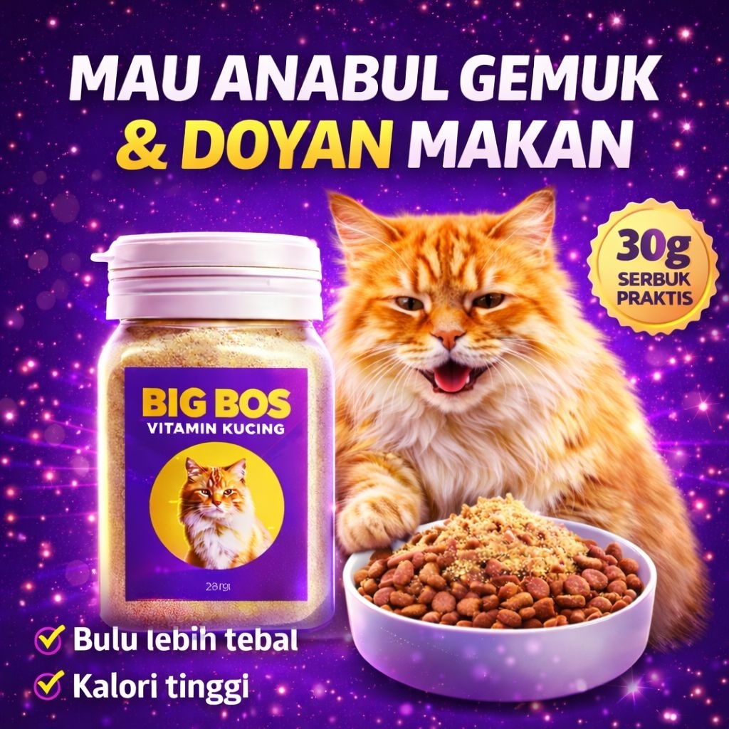 BIGBOS Vitamin Penggemuk Kucing Kampung Murah Penambah Nafsu Makan Cegah Bulu Rontok 30gr