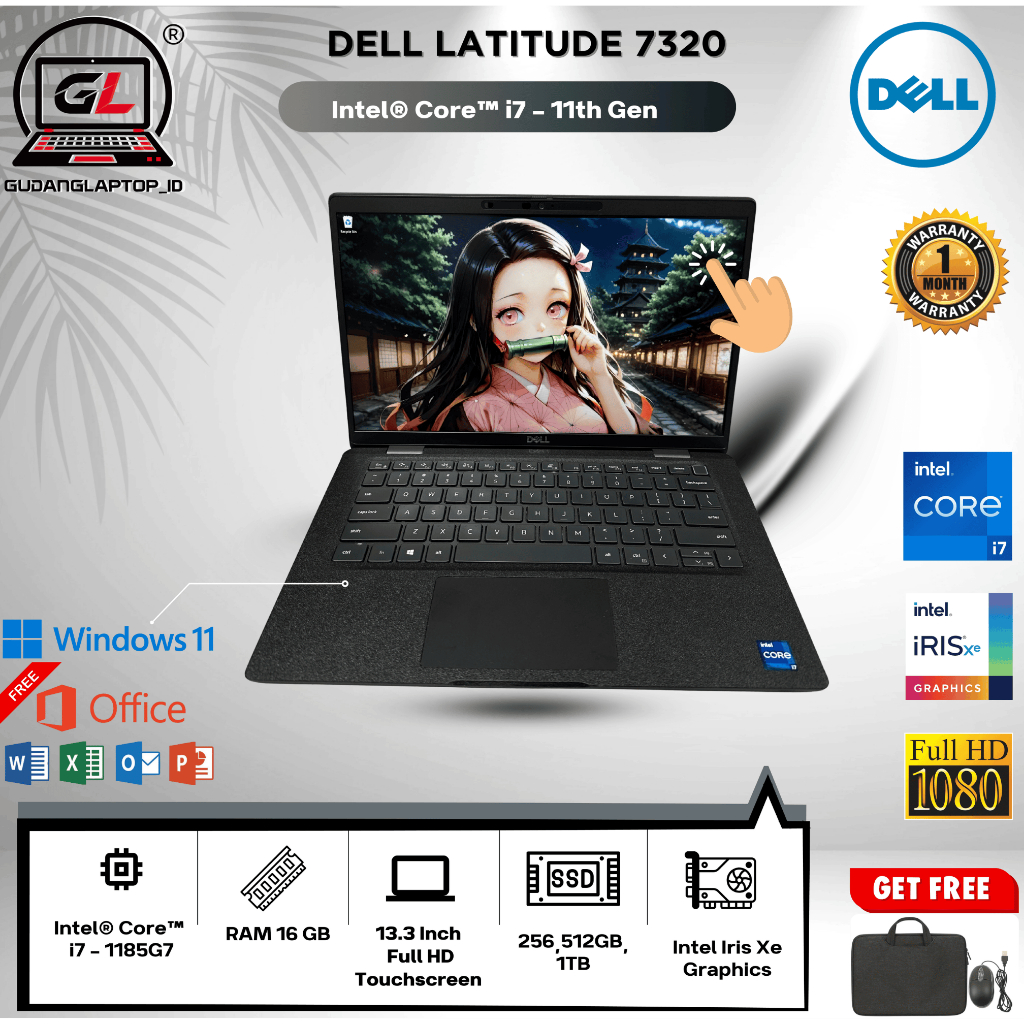 Laptop Dell Latitude 7320 Touchscreen Core i7 Gen 11 – RAM 16GB SSD 512GB – Laptop Coding & Kantoran