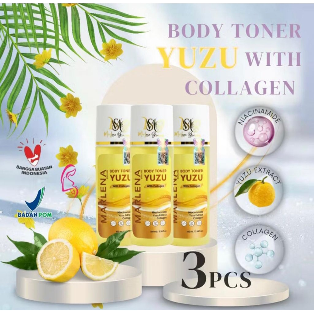 PAKET HEMAT 3 TONER BADAN KELUPAS LIME YUZU COLLAGEN..