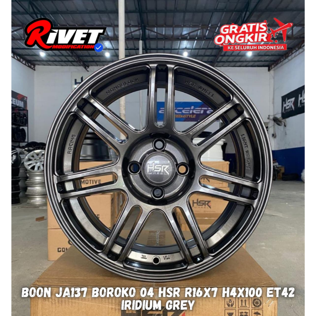 VELG MOBIL HSR BOON R16 PCD 4X100 BUAT MOBIL SEDAN TIMOR CIVIC FERIO GENIO VIOS  DLL PELEK RING 16