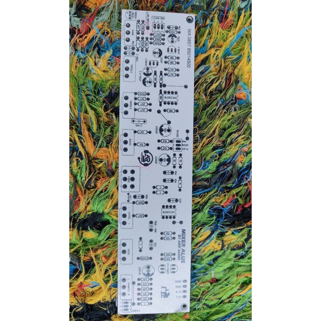 PCB audio mixer aktif /Alus 9 Potensio dobel frekuensi Input mic balance joss