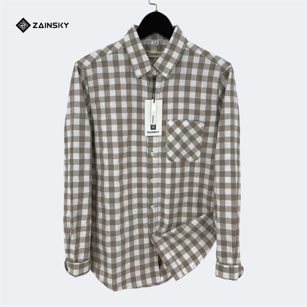 ZAINSKY - Kemeja Kotak Kotak Pria Kemeja Pria Motif Kotak Kotak Oxford Premium Kemeja Pria Lengan Pa
