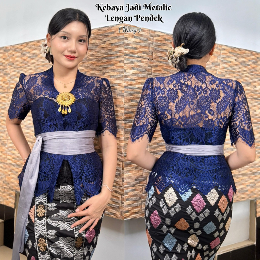 Kebaya Bali Brokat Lengan Pendek | Kebaya Metalik Glossy | Kebaya Bali | Kebaya Wisuda | Kebaya Brok