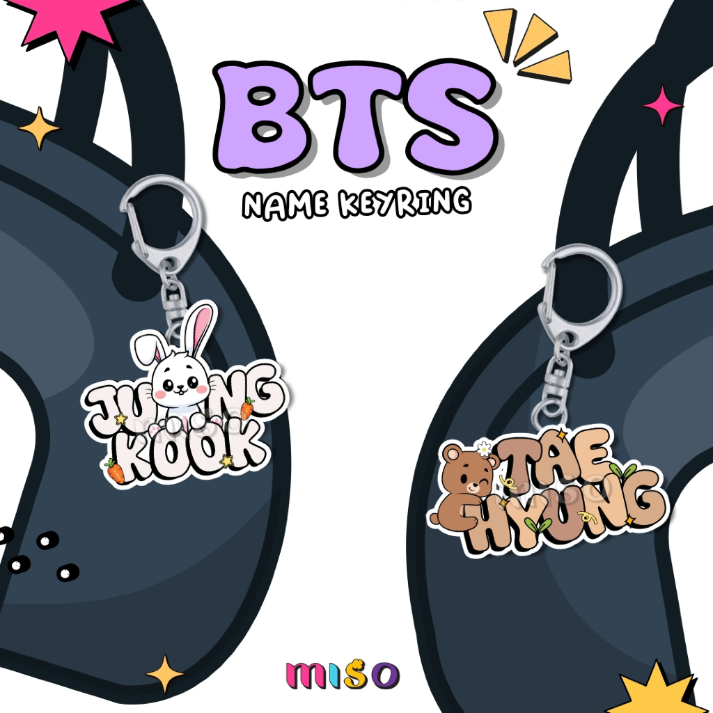 BTS Name Keychain / Keychain Keyring Karakter member BTS / BTS Keyring fanmade / BTS Keyring Keychai