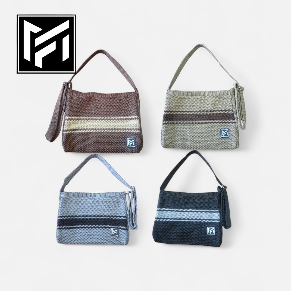 Tas Rajut Full Resleting Selempang Wanita Muat Hp