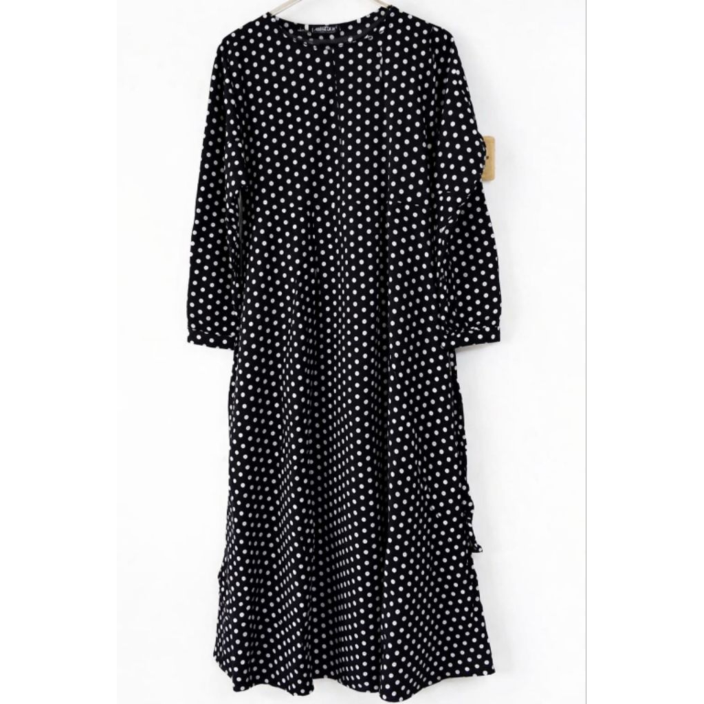 Gamis Polkadot Hitam