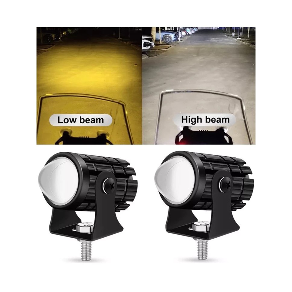 (2 PCS) Lampu Laser D2 Lampu 2 Mode Warna Putih Kuning Lampu Tembak Laser D2 Lampu Led Motor
