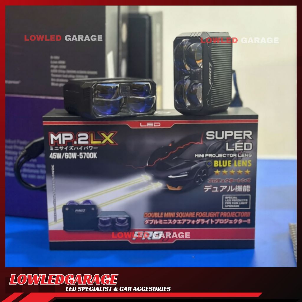 PRO7 MP.2LX | DOUBLE MINI PROJIE SUPER LED BLUE LENS 2 X 50W / MP 2LX MINI PROJIE 2 MATA BLUELENS