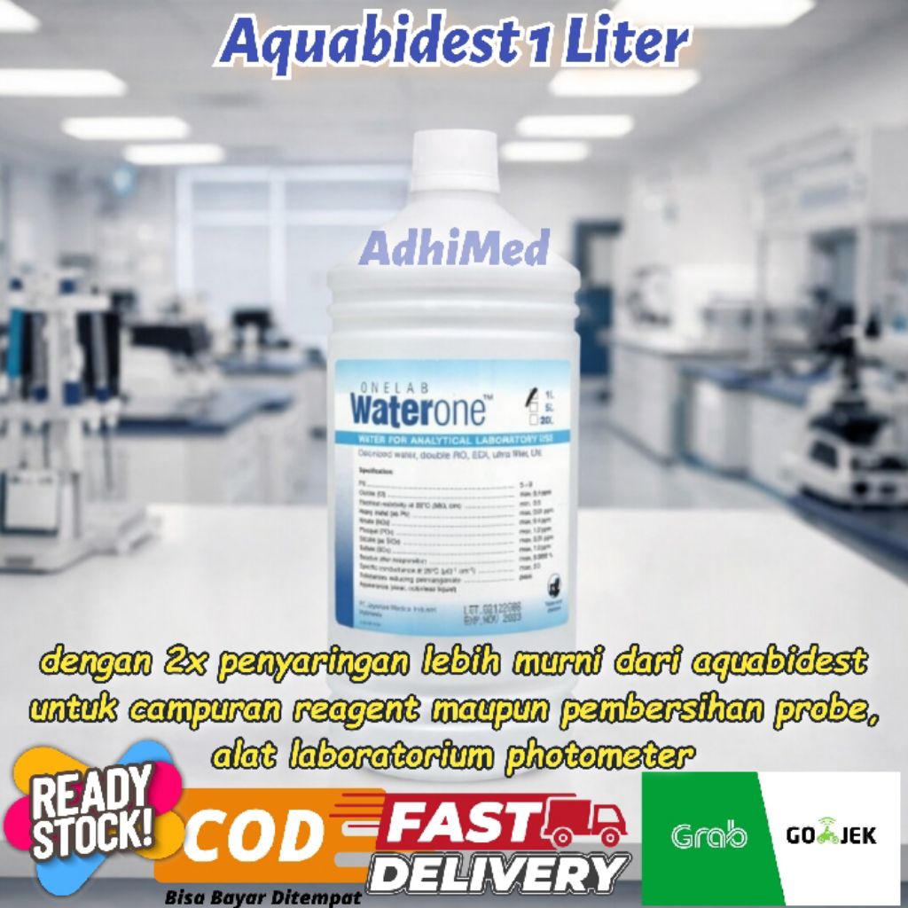aquades aquabidest 1liter / water pro analytics 1 liter / air murni laboratorium