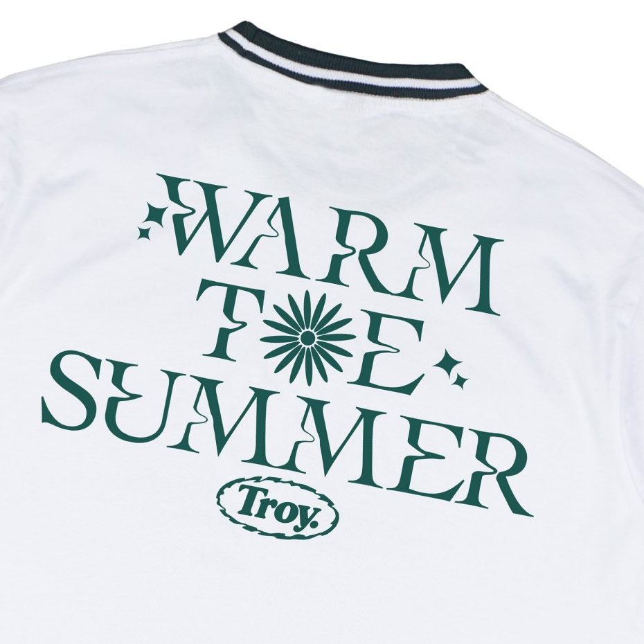 Troy Company Neck Strip Tshirt White Warm The Summer - Kaos Lengan Pendek Kaos Putih KST 3037-2G1W