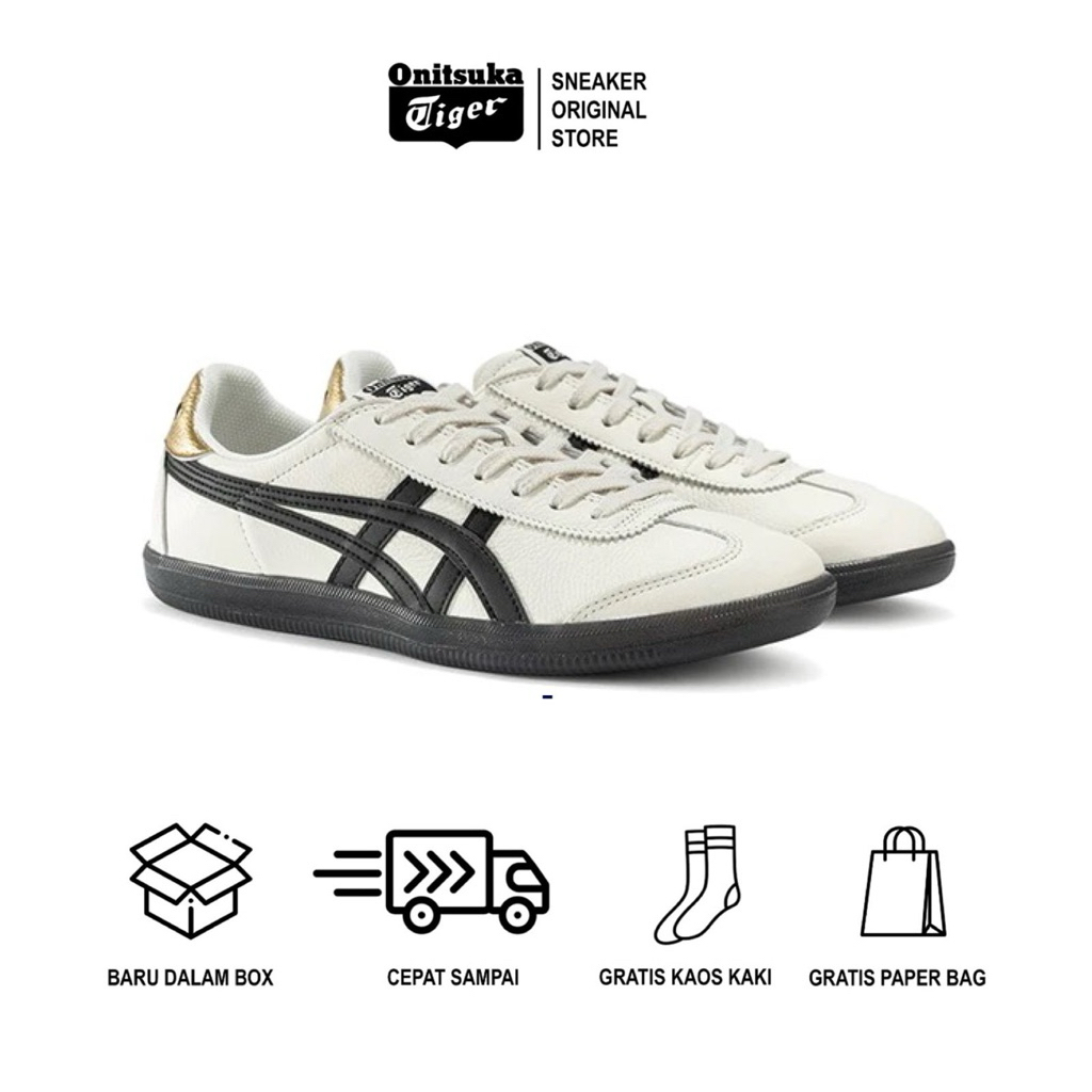 Sepatu Sneakers Onitsuka Tiger Tokuten White Black Gold /Sepatu Unisex Original