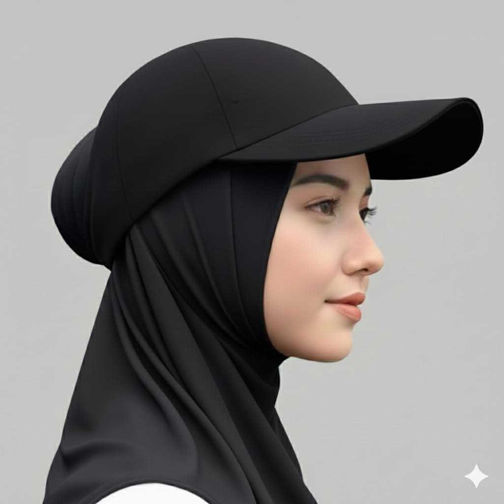 Topi Baseball Cup Sport Hijab Bolong Wanita Muslimah Korea Style Sporty Topi Golf Olahraga Senam Run