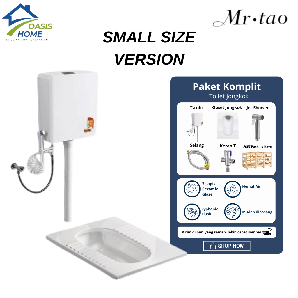 OASIS HOME - Small Size Closet Kloset Jongkok 1Set Energy Saving Water Tank Basic WC Jongkok Bahan K