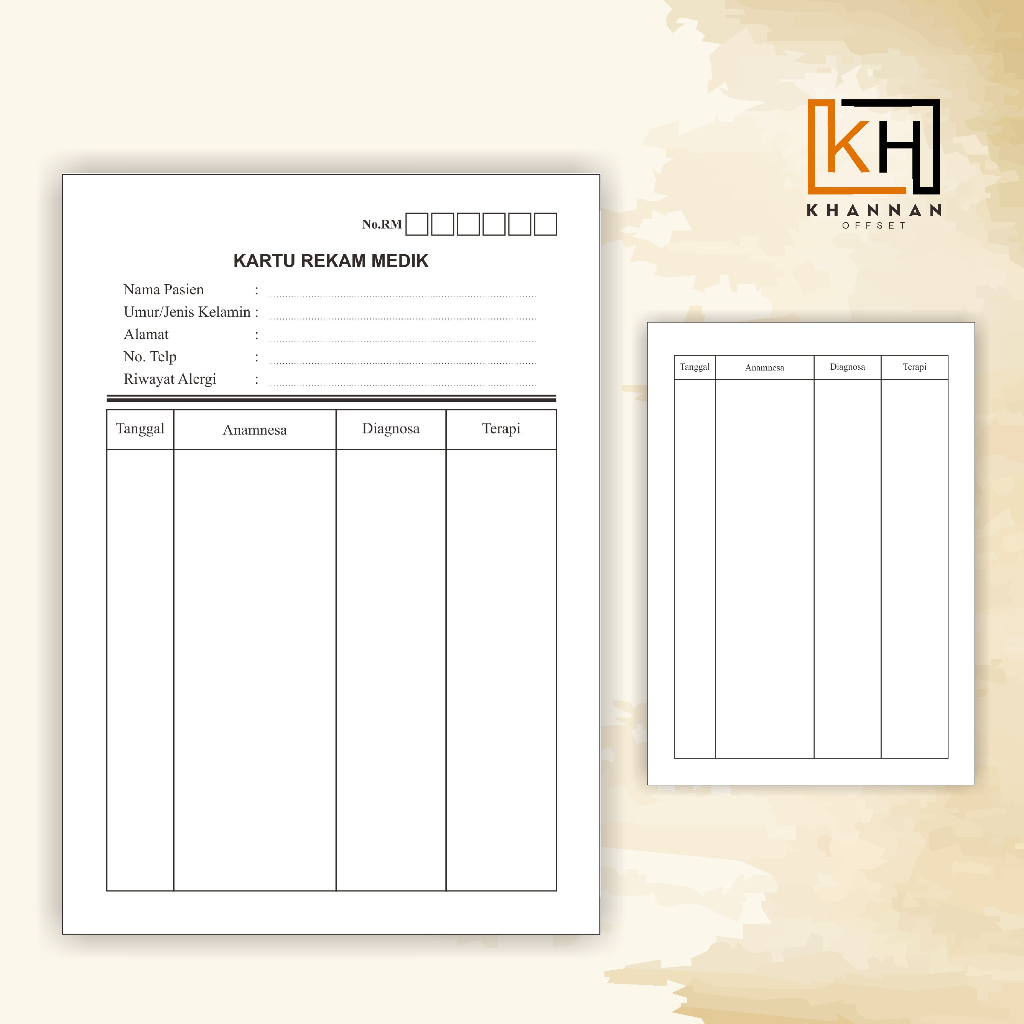 Cetak Rekam Medis/ Kartu Berobat/ Kartu Pasien /  kartu RM