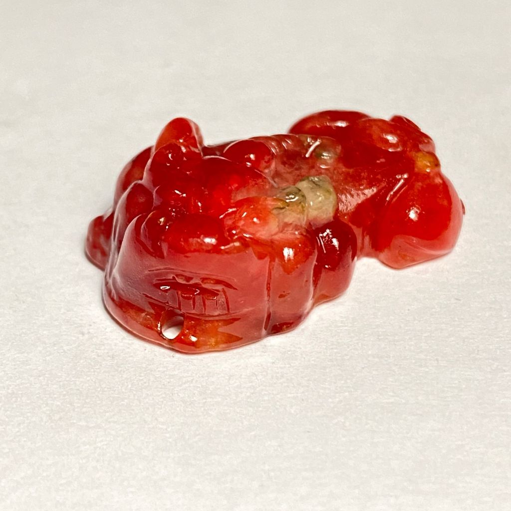 7GR Natural Red Jade Pixiu Carved Pendant - Gems Collection