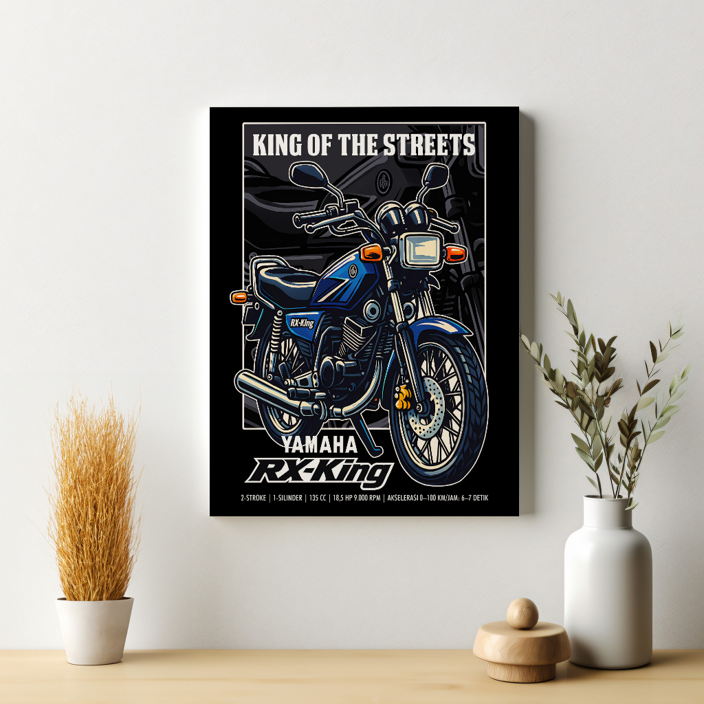 RX King Poster Yamaha King of The Street Retro Kartun Hiasan Dinding