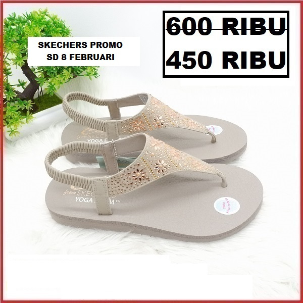 Sandal Wanita Sendal Tali Skechers Simple Bahan Premium Seri Meditation Original