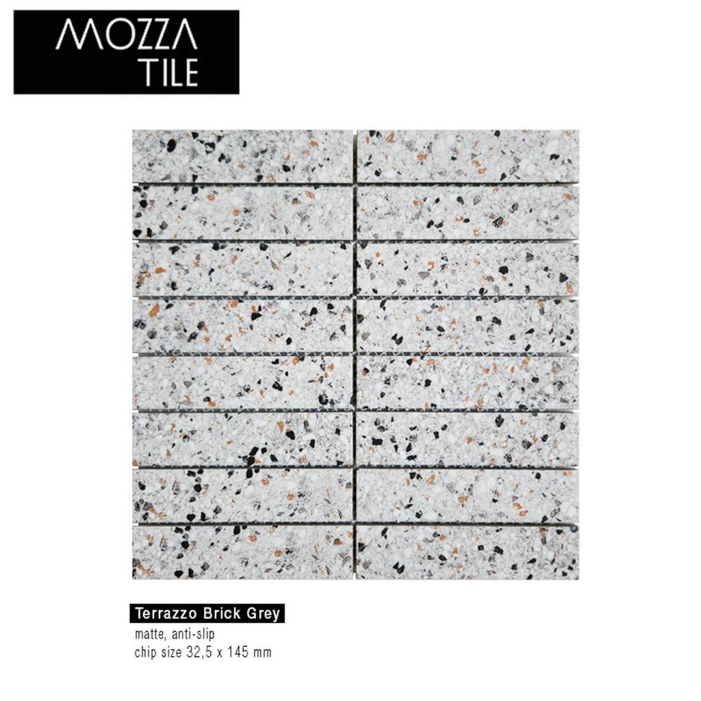 Keramik Mosaic  Lantai Ruang Tamu Dinding Ruangan Dinding Dapur 30 cm - Mozza Terrazzo Brick Grey