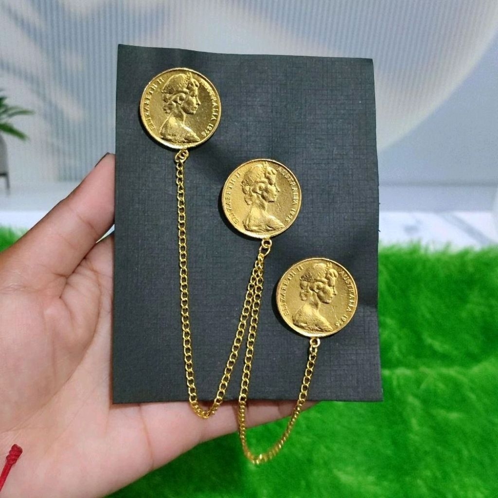 Bros koin3 alpaka lapis emas, payas ayu aksesoris