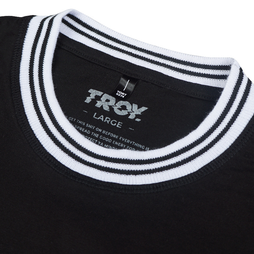 Troy Company Neck Strip Tshirt Black Hydrargyrum - Kaos Lengan Pendek Kaos Hitam KST 3078-3W2B