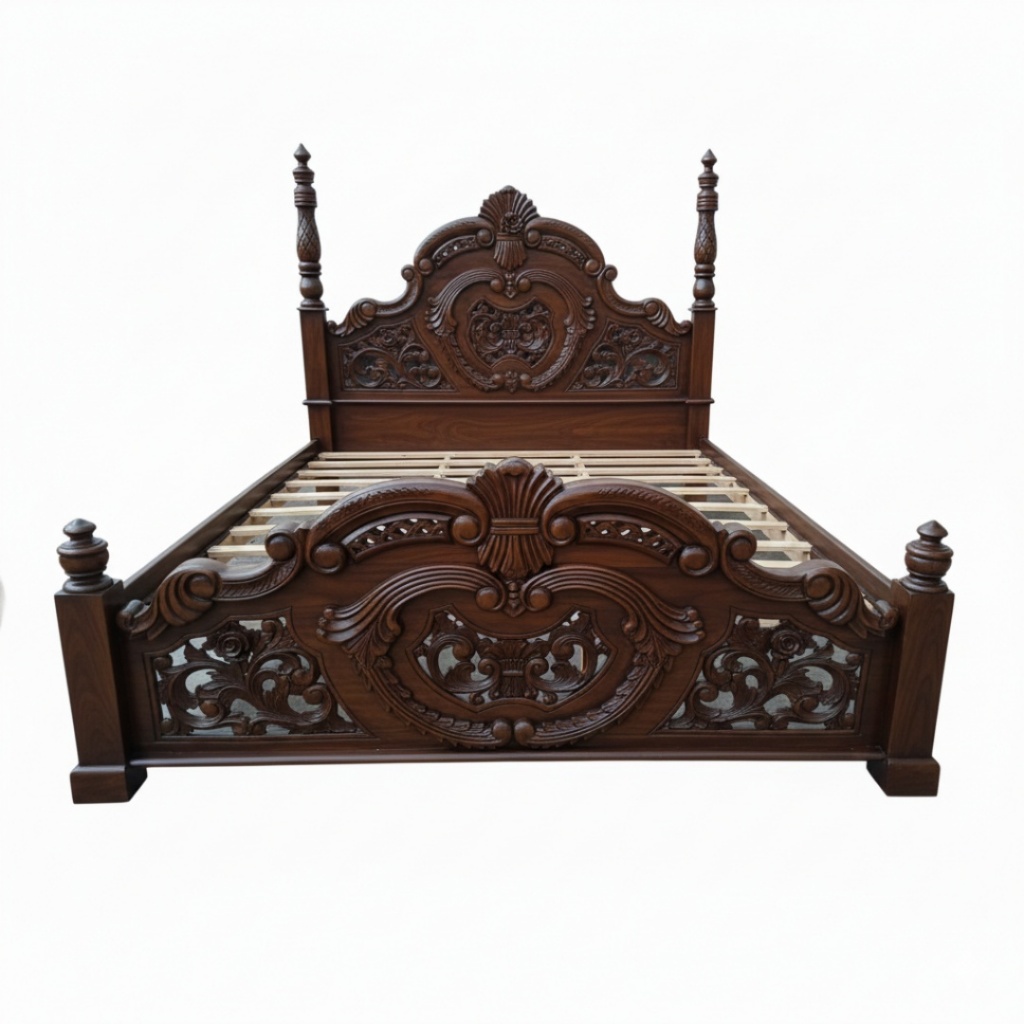 Dipan Kayu Jati Asli Jepara Model Manohara Mewah - Tempat Tidur Ukir No 1 / No 2