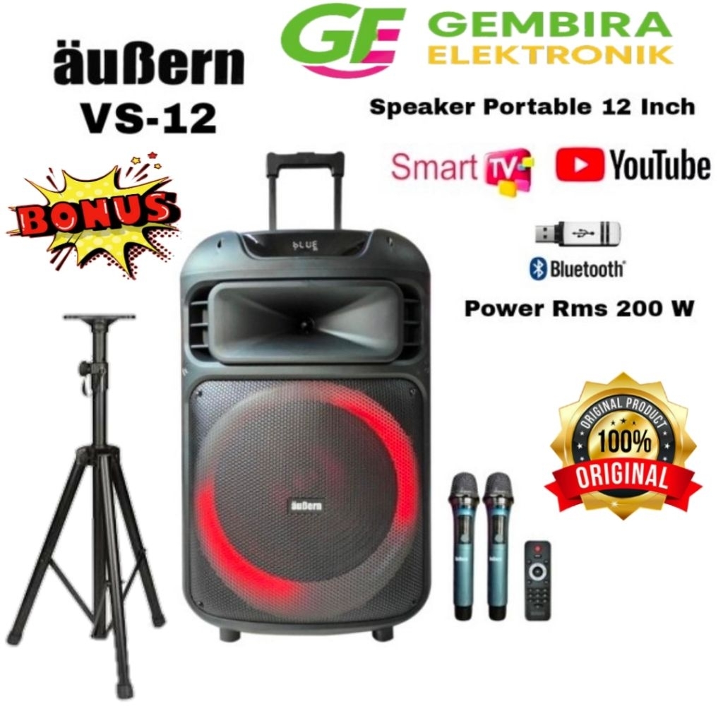 Speaker Aktif Portable Aubern Vs12 Usb Bluetooth Radio Original
