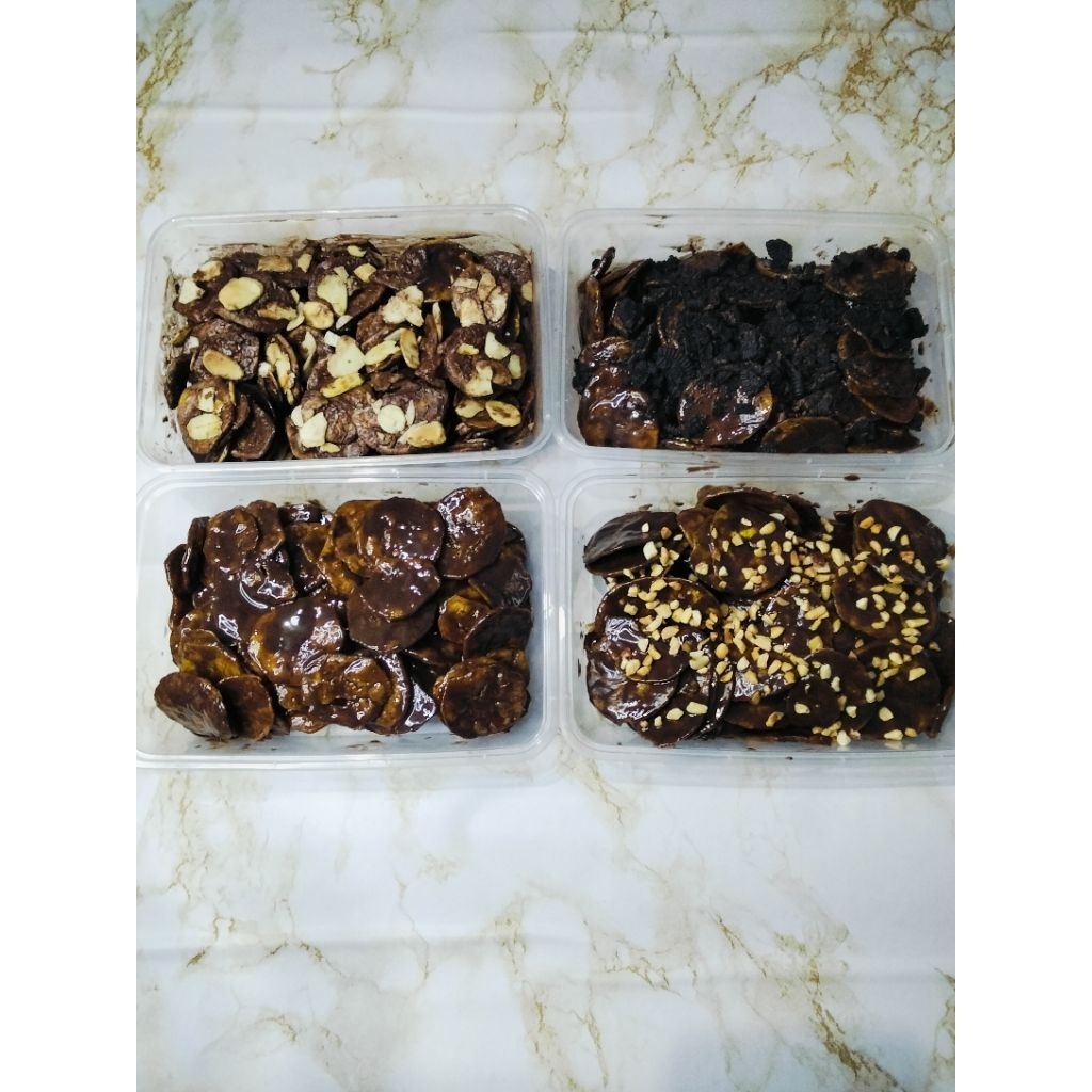 Keripik pisang coklat box 500ml / keripik pisang coklat premium