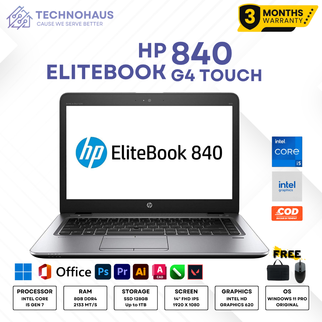 HP ELITEBOOK 840 G4 I5 GEN 7 RAM 8GB SSD 128GB TOUCHSCREEN ORIGINAL BERGARANSI
