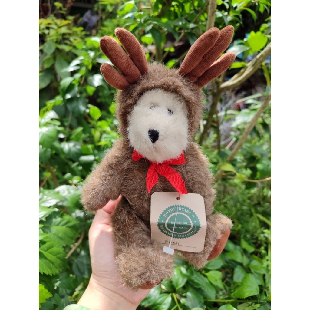 boneka vintage klasik Boyds kostum rusa  EWELL Bear as Moose jointed Vintage Dress Up