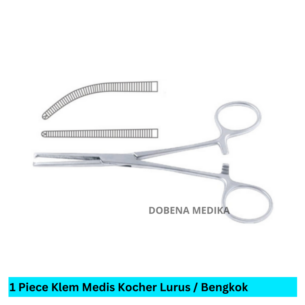 Klem Medis Kocher Lurus Bengkok 14 16 18 20 cm / Klem Kocer
