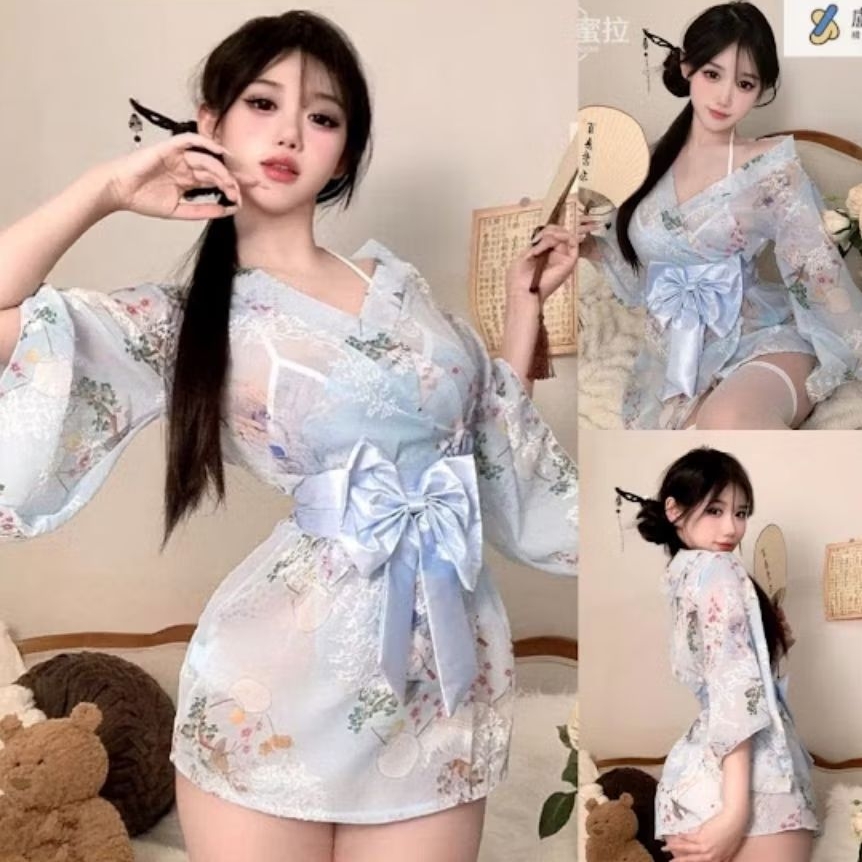 Lingerie Sexy Kimono Set Bikini Baju Tidur Wanita D1481BE