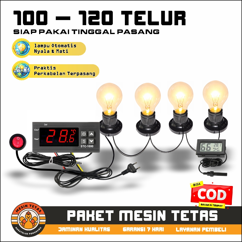 Paket Mesin Tetas Telur Full Otomatis Siap Pakai | Kapasitas 25 - 120 Butir Telur | Komponen Kelistr