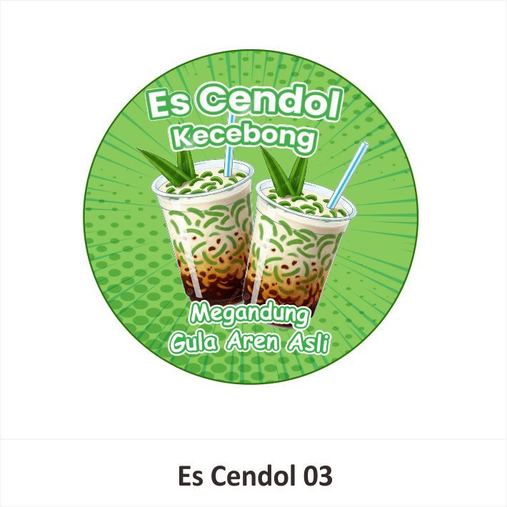 160pcs Stiker  Cup Es Cendol kecebong
