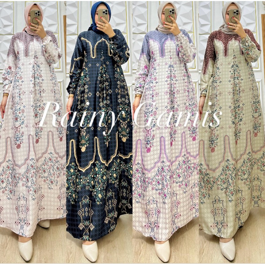 Aleena Dress |Gamis Jumbo Silk Premium / Real Pict Ready Size Jumbo / Busui Friendly / Promo Terbaru